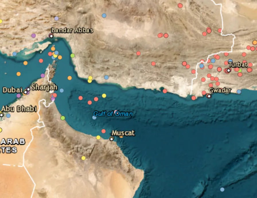 Ship sinks in the Gulf of Oman