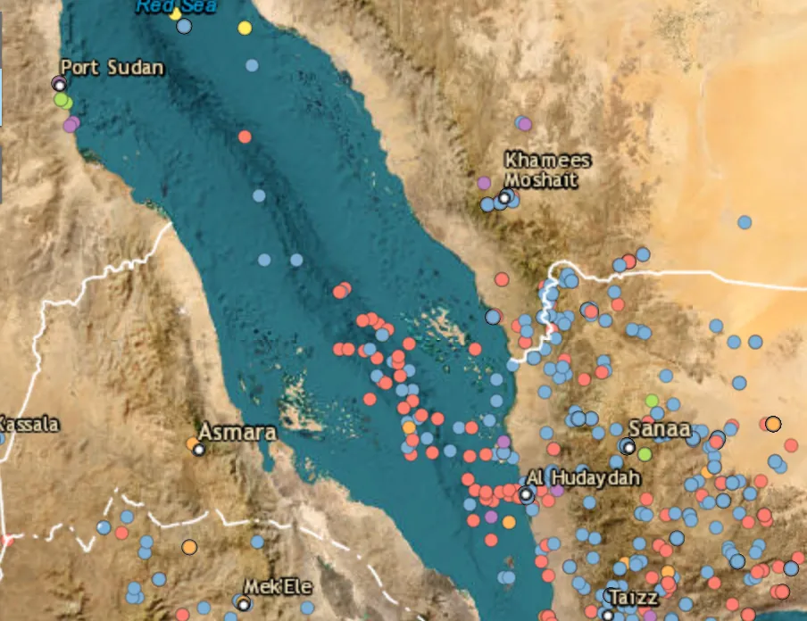 Missiles fired at ship in the Red Sea